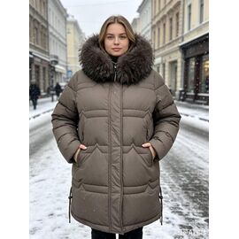 Фотография Куртка женская зимняя 7256 brown р.3XL-7XL "Jacket" недорого оптом от прямого поставщика