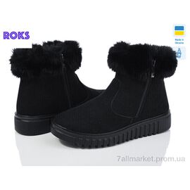 Черевики жіночі стильні Зима 4413 чорний (6 пар р.38-42) "Roks" недорого оптом від прямого постачальника