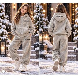 Костюм дитячий спортивний теплий на дівчинку 5032 beige р.130-170 "Delfinka" недорого оптом від прямого постачальника