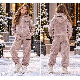 Костюм дитячий спортивний теплий на дівчинку 5032 d.beige р.130-170 "Delfinka" недорого оптом від прямого постачальника