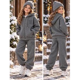 Костюм дитячий спортивний теплий на дівчинку 5056 grey р.130-170 "Delfinka" недорого оптом від прямого постачальника