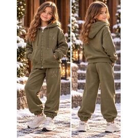 Костюм дитячий спортивний теплий на дівчинку 5056 khaki р.130-170 "Delfinka" недорого оптом від прямого постачальника