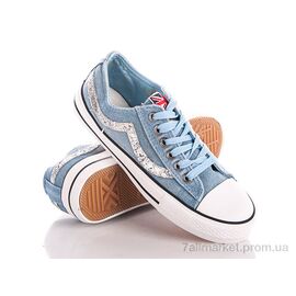 Кеди жіночі стильні Весна/осінь X-6-1 l.blue (6 пар р.35-40) "Class Shoes" недорого оптом від прямого постачальника