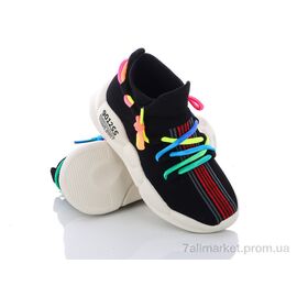 Кросівки дитячі модні  618-1A black (8 пар р.32-39) "Эльффей" недорого оптом від прямого постачальника