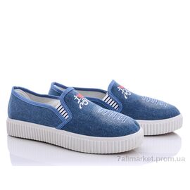 Сліпони жіночі тканинні Весна/осінь Мото-7 синий (6 пар р.36-40) "Class Shoes" недорого оптом від прямого постачальника