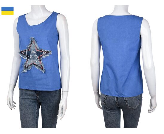 Майка женская 102 blue р.S-L "Textile" недорого оптом от прямого поставщика, изображение 3 Фотография Майка женская 102 blue р.S-L "Textile" недорого оптом от прямого поставщика, изображение 3