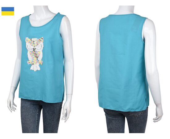 Майка женская 204 blue р.46-50 "Textile" недорого оптом от прямого поставщика, изображение 3 Фотография Майка женская 204 blue р.46-50 "Textile" недорого оптом от прямого поставщика, изображение 3