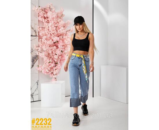Фотография Джинсы кюлоты с ремнем размерный ряд 25,26,27,28,29,30 "PARTNERS" недорого от прямого поставщика, изображение 2