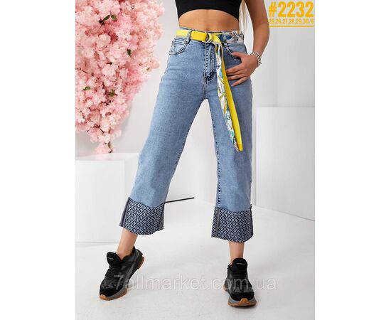 Фотография Джинсы кюлоты с ремнем размерный ряд 25,26,27,28,29,30 "PARTNERS" недорого от прямого поставщика, изображение 3