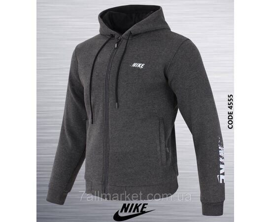 Фотография Кофта спортивная мужская на молнии с капюшоном NIKE  р-ры S-2XL (2цв) "REMAIN" недорого от прямого поставщика, изображение 2