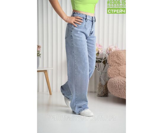 Фотография Джинсы палаццо женские с косыми карманами размерный ряд 25,26,27,28,29,30 "PARTNERS", изображение 4