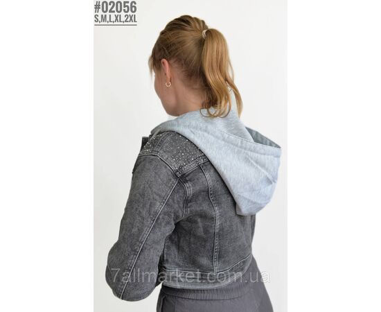 Укорочена джинсова куртка зі знімним капюшоном розмірний ряд S,M, L,XL,2XL "PARTNERS", зображення 3 Укорочена джинсова куртка зі знімним капюшоном розмірний ряд S,M, L,XL,2XL "PARTNERS", зображення 3