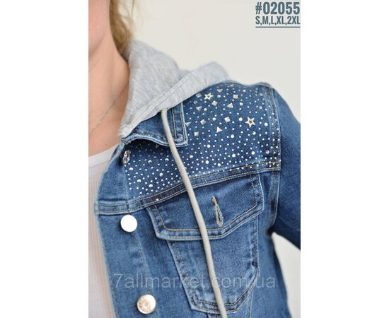 Укорочена джинсова куртка зі знімним капюшоном розмірний ряд S,M, L,XL,2XL "PARTNERS", зображення 3 Укорочена джинсова куртка зі знімним капюшоном розмірний ряд S,M, L,XL,2XL "PARTNERS", зображення 3