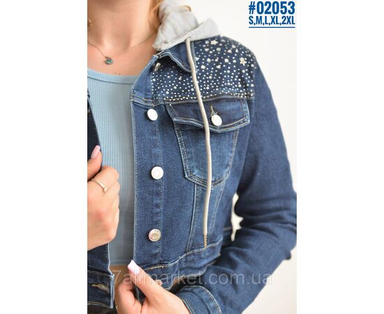 Укорочена джинсова куртка зі знімним капюшоном розмірний ряд S, M, L,XL,2XL "PARTNERS", зображення 4 Укорочена джинсова куртка зі знімним капюшоном розмірний ряд S, M, L,XL,2XL "PARTNERS", зображення 4