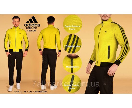 Фотография Спортивный мужской костюм на молнии ADIDAS р-ры S-2XL (3цв) "REMAIN"  недорого от прямого поставщика, изображение 3