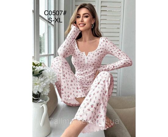 Піжама жіноча кофта + штани р-ри S-XL (2кв)"FLOWER" купити недорого від прямого постачальника, зображення 2