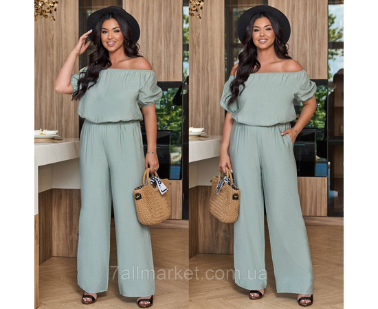 Комбінезон жіночий жатий льон розміри 46-60 "LADA" недорогий від прямого постачальник, зображення 2