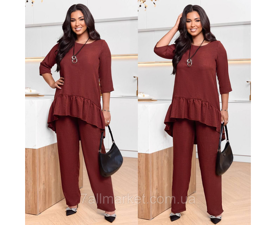 Костюм двойка женский лен жатка размеры 46-60 "LADA" недорого от прямого поставщик, изображение 2 Фотография Костюм двойка женский лен жатка размеры 46-60 "LADA" недорого от прямого поставщик, изображение 2