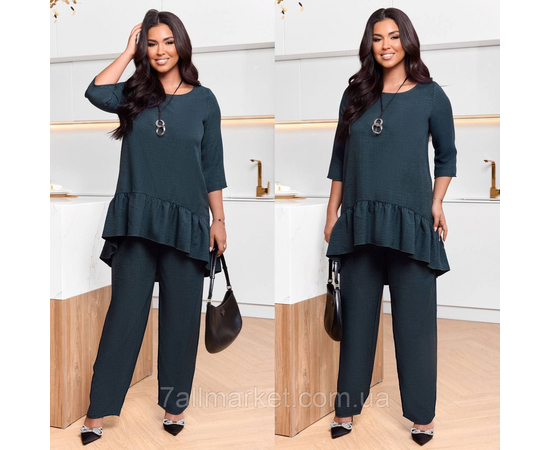 Костюм двойка женский лен жатка размеры 46-60 "LADA" недорого от прямого поставщик, изображение 2 Фотография Костюм двойка женский лен жатка размеры 46-60 "LADA" недорого от прямого поставщик, изображение 2