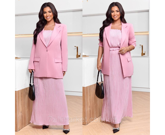 Фотография Костюм 3-ка женский шелк-плиссе+ креп костюмка размеры: 46-60 "LADA" недорого от прямого поставщика, изображение 2