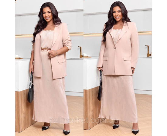 Фотография Костюм 3-ка женский шелк-плиссе+ креп костюмка размеры: 46-60 "LADA" недорого от прямого поставщика, изображение 2