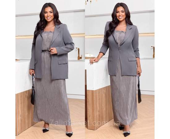 Фотография Костюм 3-ка женский шелк-плиссе+ креп костюмка размеры: 46-60 "LADA" недорого от прямого поставщика, изображение 2