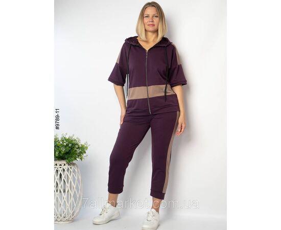 Спортивний костюм жіночий на блискавці двунитка батал 50,52,54,56 (3кв) "NOWEMBER", зображення 3