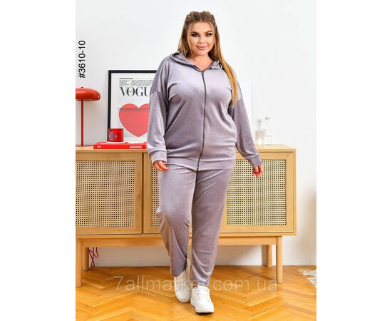 Спортивний костюм жіночий на блискавці велюр батал 54,56,58 (10кв) "NOWEMBER", зображення 9