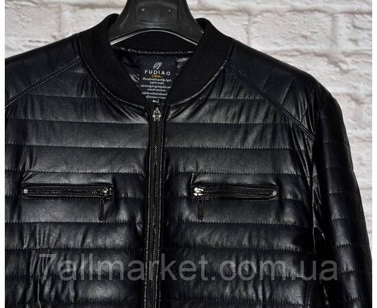 Фотография Куртка-бомбер мужская демисезонная кожзам, размеры 48-58 "FUDIAO" недорого от прямого поставщика, изображение 2
