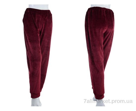 Спортивні штани жіночі Весна/осінь Штани вілюр бордовий (05821) (5 шт. р.сітка50-58) "Obuvok" недорого оптом від прямого постачальника, зображення 3