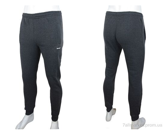 Фотография Спортивные брюки мужские Зима 07004 grey, флис (5 шт. р.сетка 48-56) "Obuvok" недорого оптом от прямого поставщика, изображение 3
