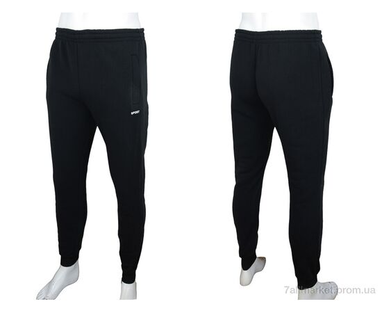 Фотография Спортивные брюки мужские Зима 07003 black, флис (5 шт. р.сетка 48-56) "Obuvok" недорого оптом от прямого поставщика, изображение 3