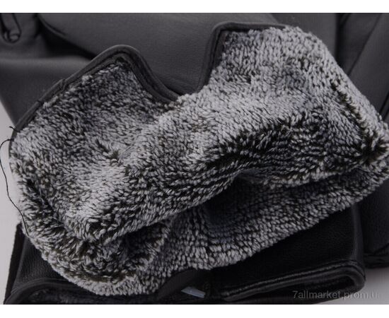 Рукавички жіночі Зима R106Ж кожзам-махра black (10 шт. р.сітка6,5-8,5) "KUINH" недорого оптом від прямого постачальника, зображення 2