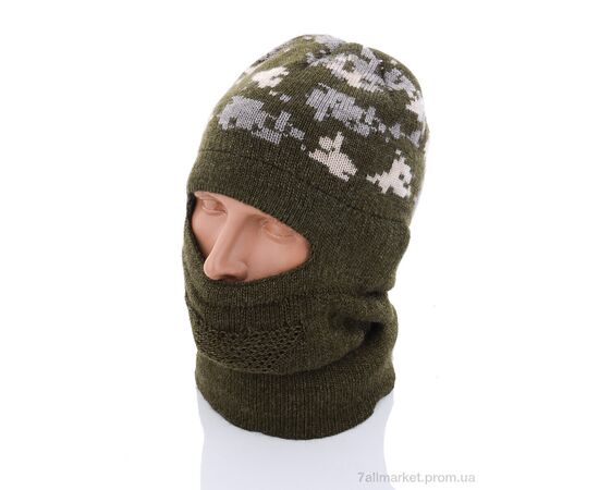 Фотография Шапка мужская Зима Шапка-балак. піксель зелений (3 шт. р.сетка One size) "VIOLA" недорого оптом от прямого поставщика, изображение 2