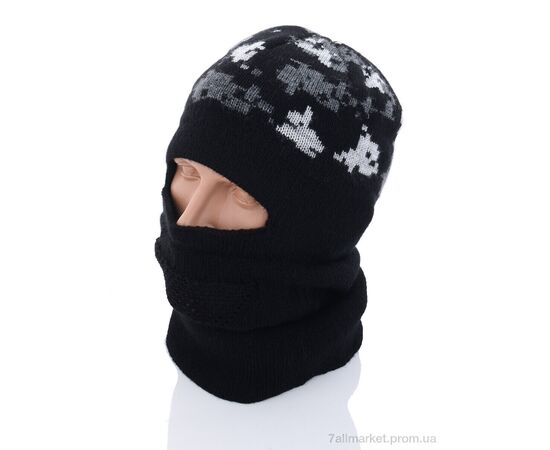 Фотография Шапка мужская Зима Шапка-балак. піксель чорний (3 шт. р.сетка One size) "VIOLA" недорого оптом от прямого поставщика, изображение 2