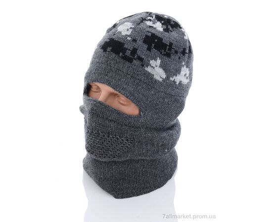 Шапка чоловіча Зима Шапка-балак. піксель сірий (3 шт. р.сіткаOne size) "VIOLA" недорого оптом від прямого постачальника, зображення 2