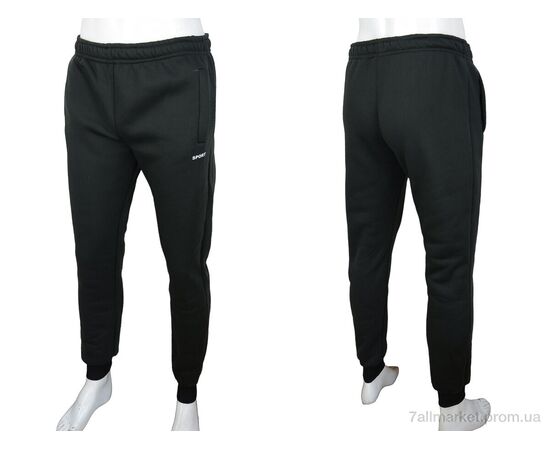 Спортивні штани чоловічі Зима 07176 black, флис (5 шт. р.сітка52-60) "Obuvok" недорого оптом від прямого постачальника, зображення 3
