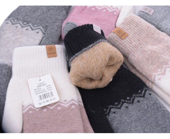 Фотография Варежки для женщин Зима 7233 mix (12 шт. р.сетка 6,5-8,5) "KUINH" недорого оптом от прямого поставщика, изображение 2