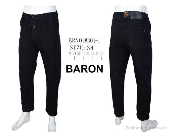 Джинси чоловічі Весна/осінь M301-1 black (8 шт. р.сітка28-36) "Baron" недорого оптом від прямого постачальника, зображення 4