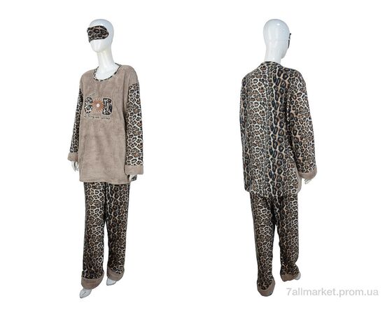 Пижама женская Весна/осень 8245 brown (3 шт. р.сетка 3XL-5XL) "Nicoletta" недорого оптом от прямого поставщика, изображение 3 Фотография Пижама женская Весна/осень 8245 brown (3 шт. р.сетка 3XL-5XL) "Nicoletta" недорого оптом от прямого поставщика, изображение 3