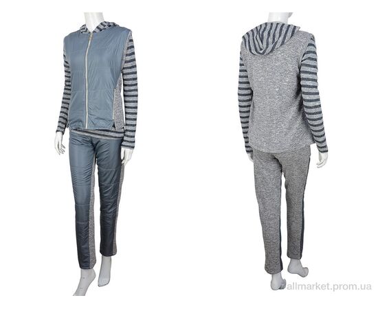 Фотография Спортивный костюм женский Весна/осень Ж436 (04280) grey-black флис (4 шт. р.сетка 42-44) "Obuvok" недорого оптом от прямого поставщика, изображение 4