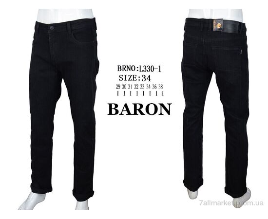 Джинси чоловічі Весна/осінь L330-1 black (8 шт. р.сітка29-38) "Baron" недорого оптом від прямого постачальника, зображення 4