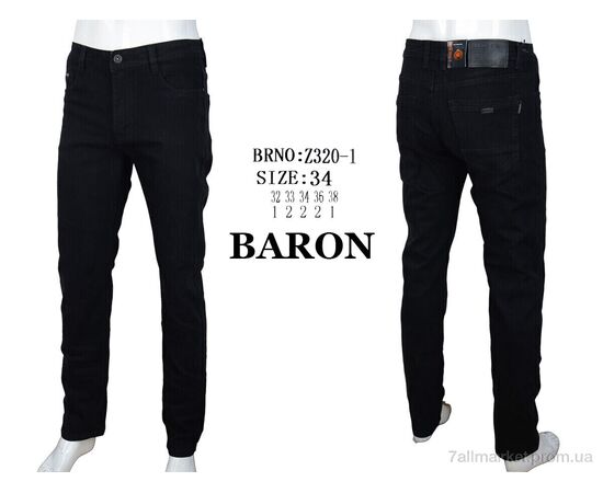 Джинси чоловічі Весна/осінь Z320-1 black (8 шт. р.сітка32-38) "Baron" недорого оптом від прямого постачальника, зображення 4