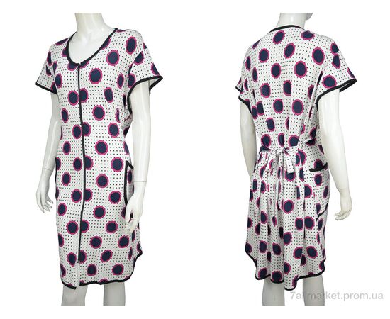 Халат жіночий Літо Халат Х/Б 002-3 white (5 шт. р.сітка50-58) "Banko" недорого оптом від прямого постачальника, зображення 3 Халат жіночий Літо Халат Х/Б 002-3 white (5 шт. р.сітка50-58) "Banko" недорого оптом від прямого постачальника, зображення 3