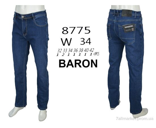 Джинси чоловічі Весна/осінь 8775 (8 шт. р.сітка32-42) "Baron" недорого оптом від прямого постачальника, зображення 3