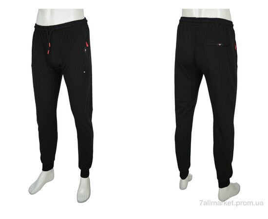 Спортивні штани чоловічі Весна/осінь A004-1 black (5 шт. р.сіткаM-3XL) "Novac" недорого оптом від прямого постачальника, зображення 3