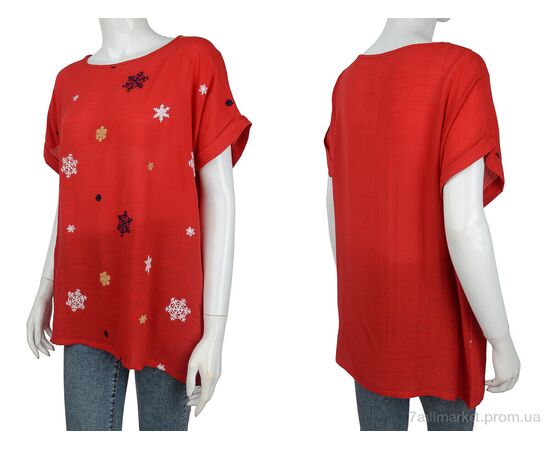 Фотография Женская блузка Лето 703 (08500) red (4 шт. р.сетка XL-4XL) "Obuvok" недорого оптом от прямого поставщика, изображение 3