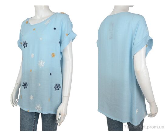 Фотография Женская блузка Лето 703 (08500) blue (4 шт. р.сетка XL-4XL) "Obuvok" недорого оптом от прямого поставщика, изображение 3