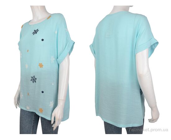 Жіноча блузка Літо 703 (08500) l.blue (4 шт. р.сіткаXL-4XL) "Obuvok" недорого оптом від прямого постачальника, зображення 3