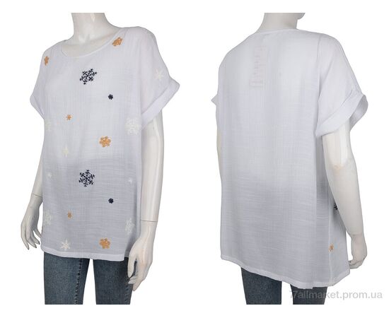 Жіноча блузка Літо 703 (08500) white (4 шт. р.сіткаXL-4XL) "Obuvok" недорого оптом від прямого постачальника, зображення 3